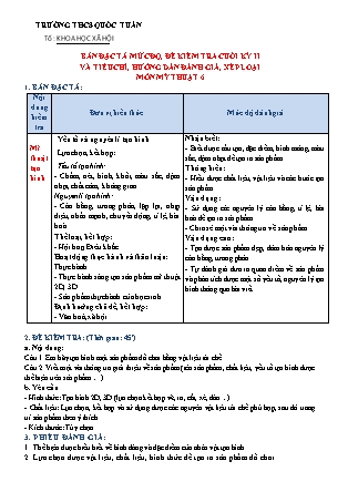 Đề kiểm tra cuối kì II Mỹ thuật 6 (Có đáp án + Ma trận)