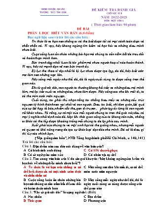 Đề kiểm tra đánh giá cuối học kì II Ngữ Văn 6 - Năm học 2022-2023 - Trường THCS Tân Dân (Có đáp án + Ma trận)