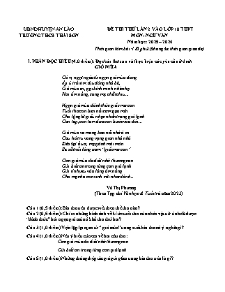 Đề thi thử lần 2 vào Lớp 10 THPT môn Ngữ văn - Năm học 2025-2026 (Có đáp án)