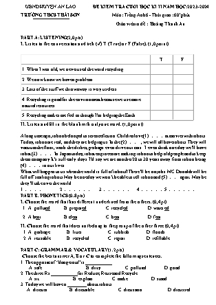 File nghe + Đề kiểm tra cuối học kì II Tiếng Anh 6 - Năm học 2022-2023 - Hoàng Thanh An (Có đáp án + Ma trận)