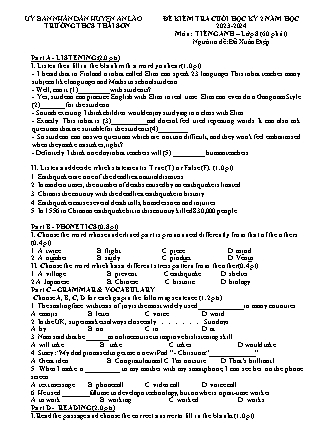 File nghe + Đề kiểm tra cuối học kì II Tiếng Anh 8 - Năm học 2022-2023 - Đỗ Xuân Điệp (Có đáp án + Ma trận)