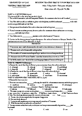 File nghe + Đề kiểm tra cuối học kì II Tiếng Anh 9 - Năm học 2022-2023 - Nguyễn Thị Hải (Có đáp án + Ma trận)