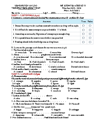 File nghe + Đề kiểm tra cuối kì II Tiếng Anh 7 - Năm học 2022-2023 - Trường THCS Quốc Tuấn (Có đáp án + Ma trận)